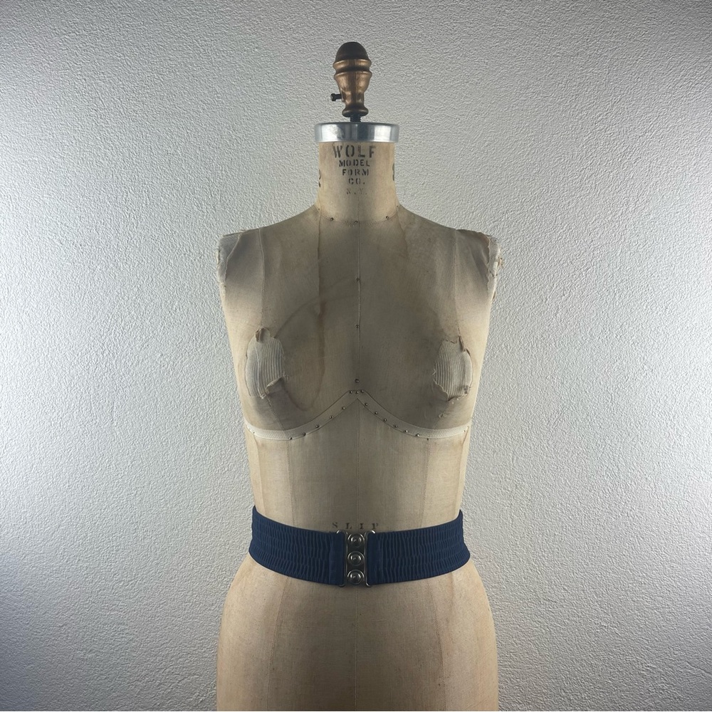 Vintage l 50s Rockabilly Pinup Silver Hook Buckle Elasticized Stretch Cinch Belt
